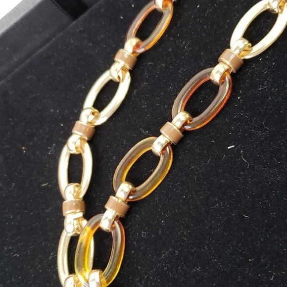 Coldwater Creek necklace Boho faux  amber tortoise gold necklace - Picture 6 of 6